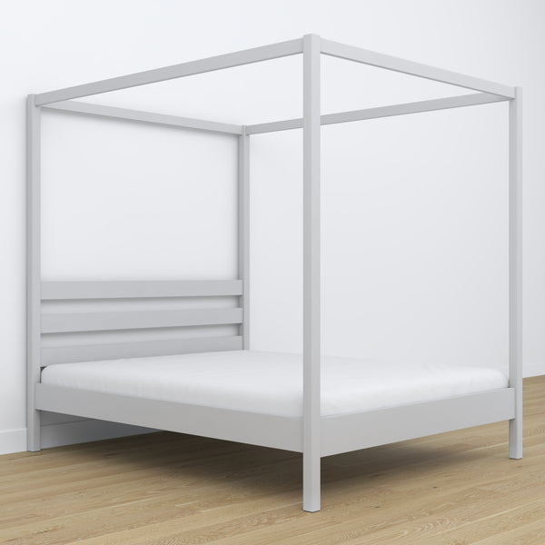 Wooden double canopy bed N01 grey