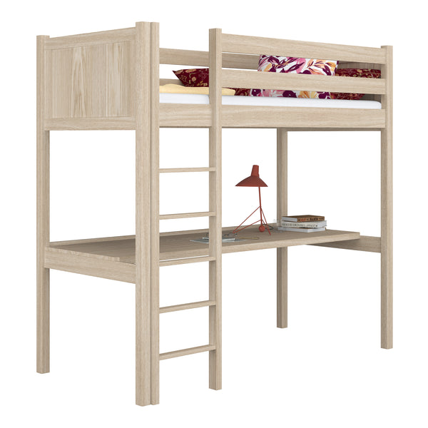 Hochbett mit Schreibtisch aus Eiche gebleicht – Kinderzimmer, scandi Nizio