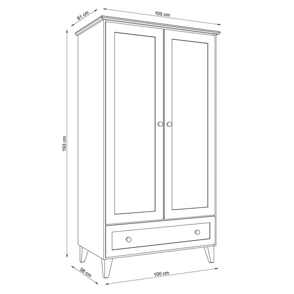 Oak wardrobe 2D1S Scandi oak bleached