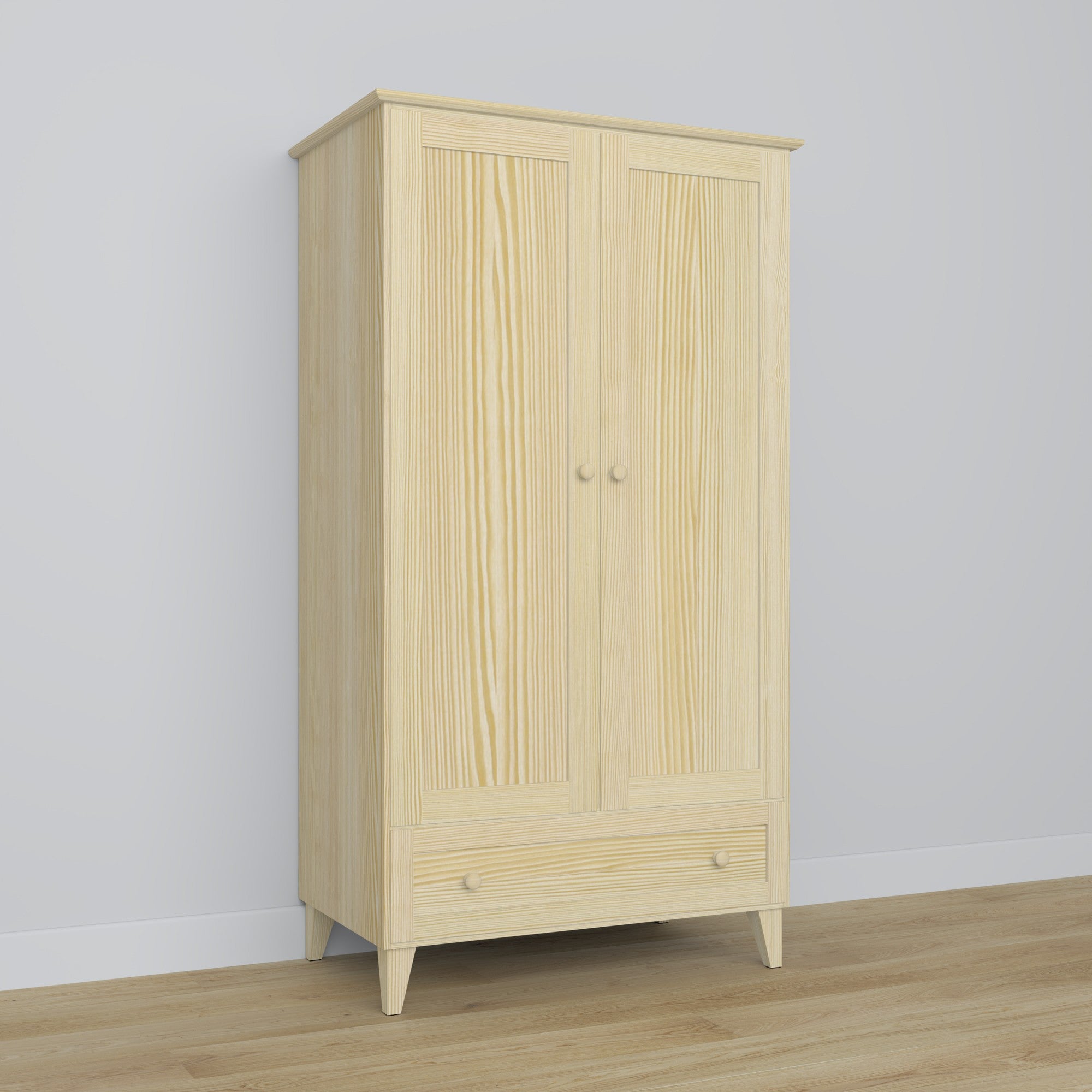 Kiefer Kleiderschrank 2D1S Scandi Kiefer farblos