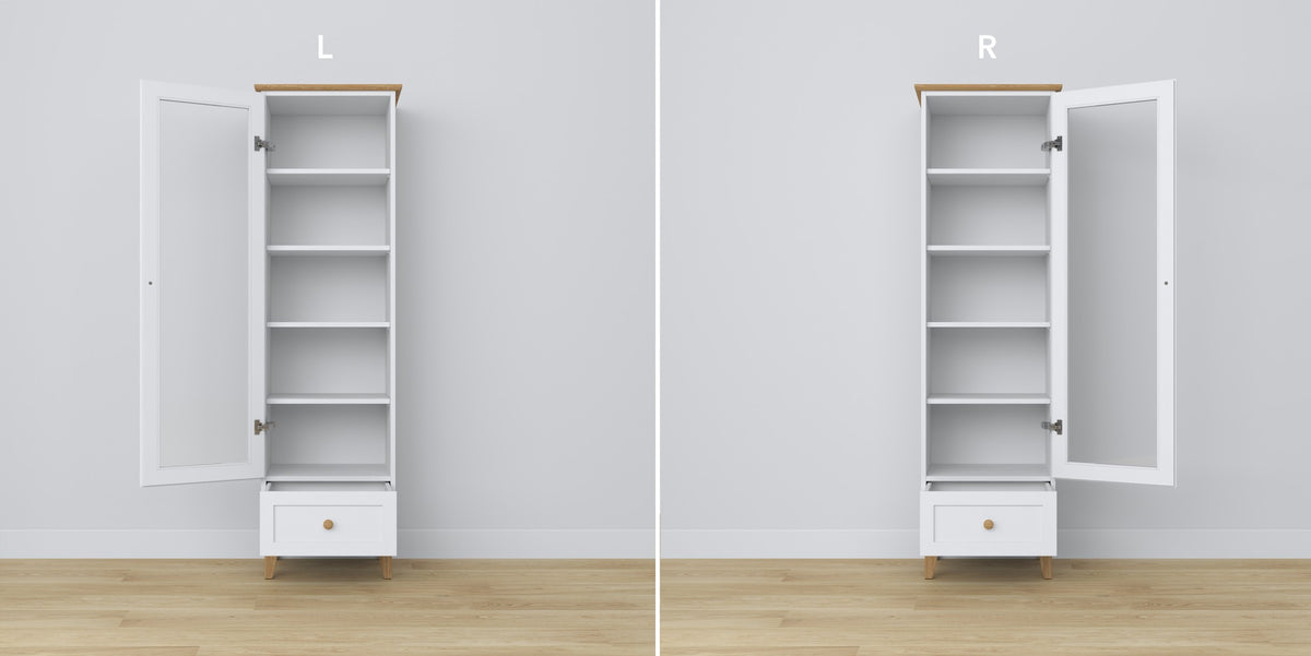 Wooden display cabinet 1S 57 Scandi white / natural oak