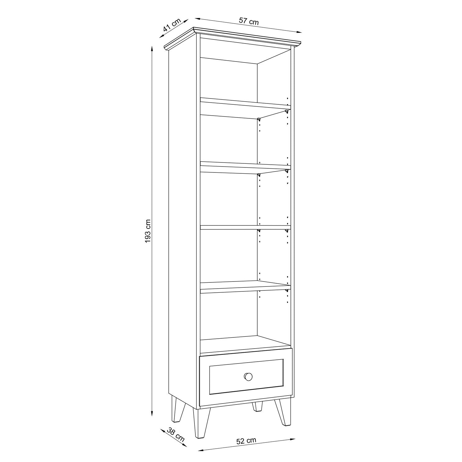 Pine shelf 1S 57 Scandi clear pine