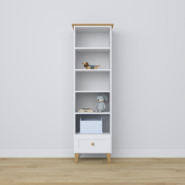 Holzregal 1S 57 Scandi weiß / natürliche Eiche