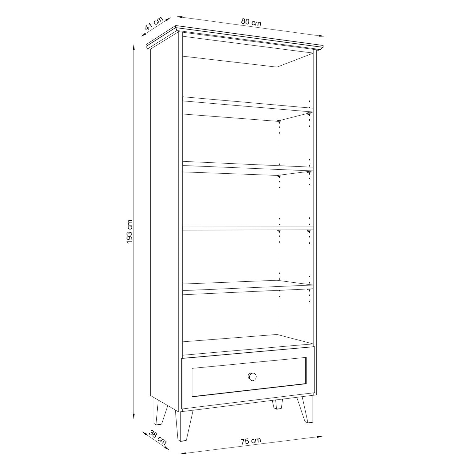 Holzregal 1S 80 Scandi grau