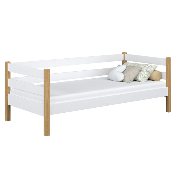 Holz-Schlafsofa N01 weiß / Eiche
