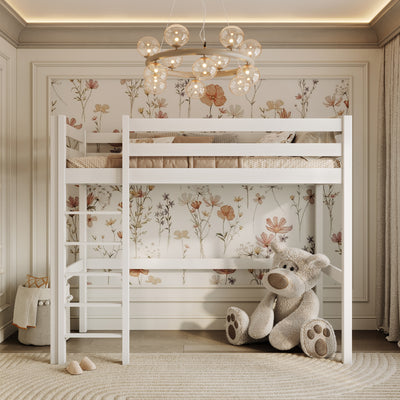 Łóżko na antresoli N05 biały – widok z boku