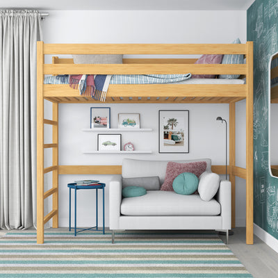 Hochbett Kiefer Natur – Holzleiter und Holzrausfallschutz, Nizio Home