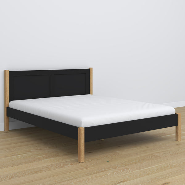 Wooden double bed N02 black / oak