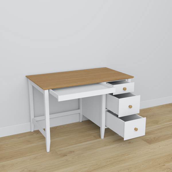 Holzschreibtisch 3S Scandi Weiß / Eiche Natur