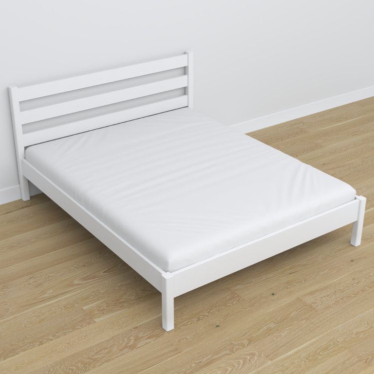 Doppelbett Weiß im Schlafzimmer – Arrangement mit Bettwäsche, Scandi-Stil