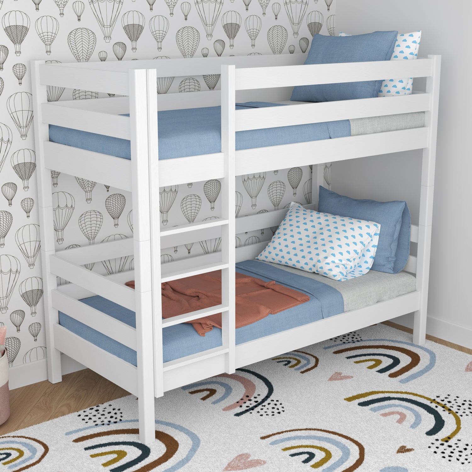 White bunk bed N01 – rounded edges, safe finish