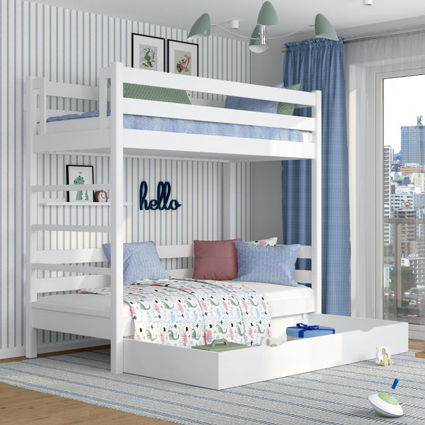 Etagenbett mit Schublade Holz Weiß – Kinderzimmer, Massivholz, scandi