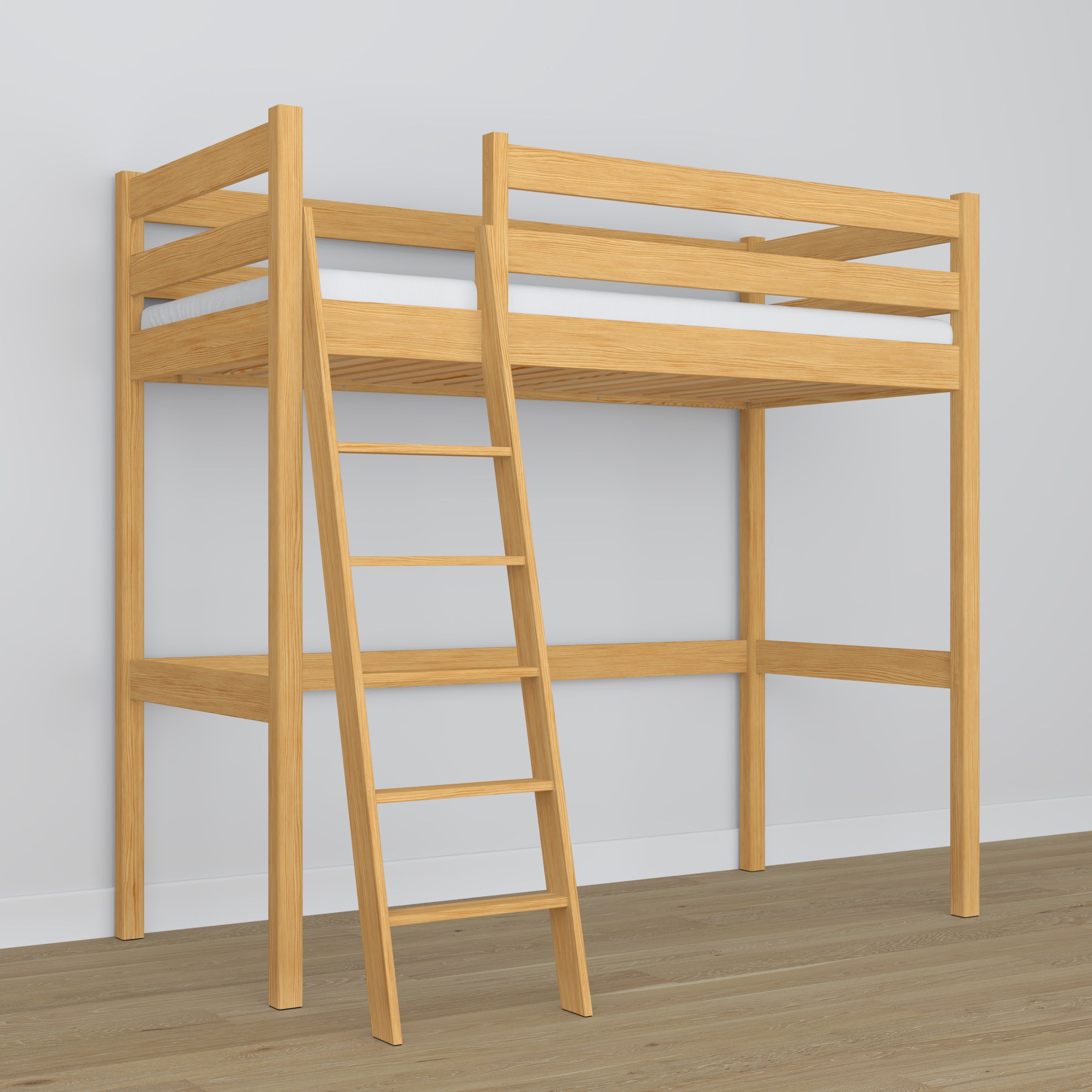 Hochbett Kiefer natur aus Holz – Maße und Schema, Nizio