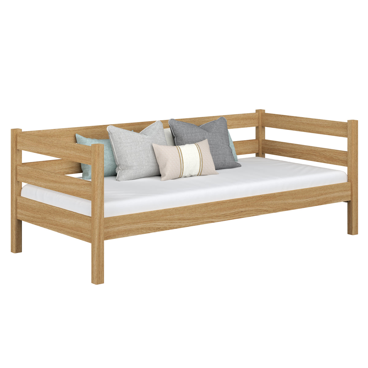 Łóżko sofa N01 dąb naturalny – widok z innej perspektywy, polskie meble