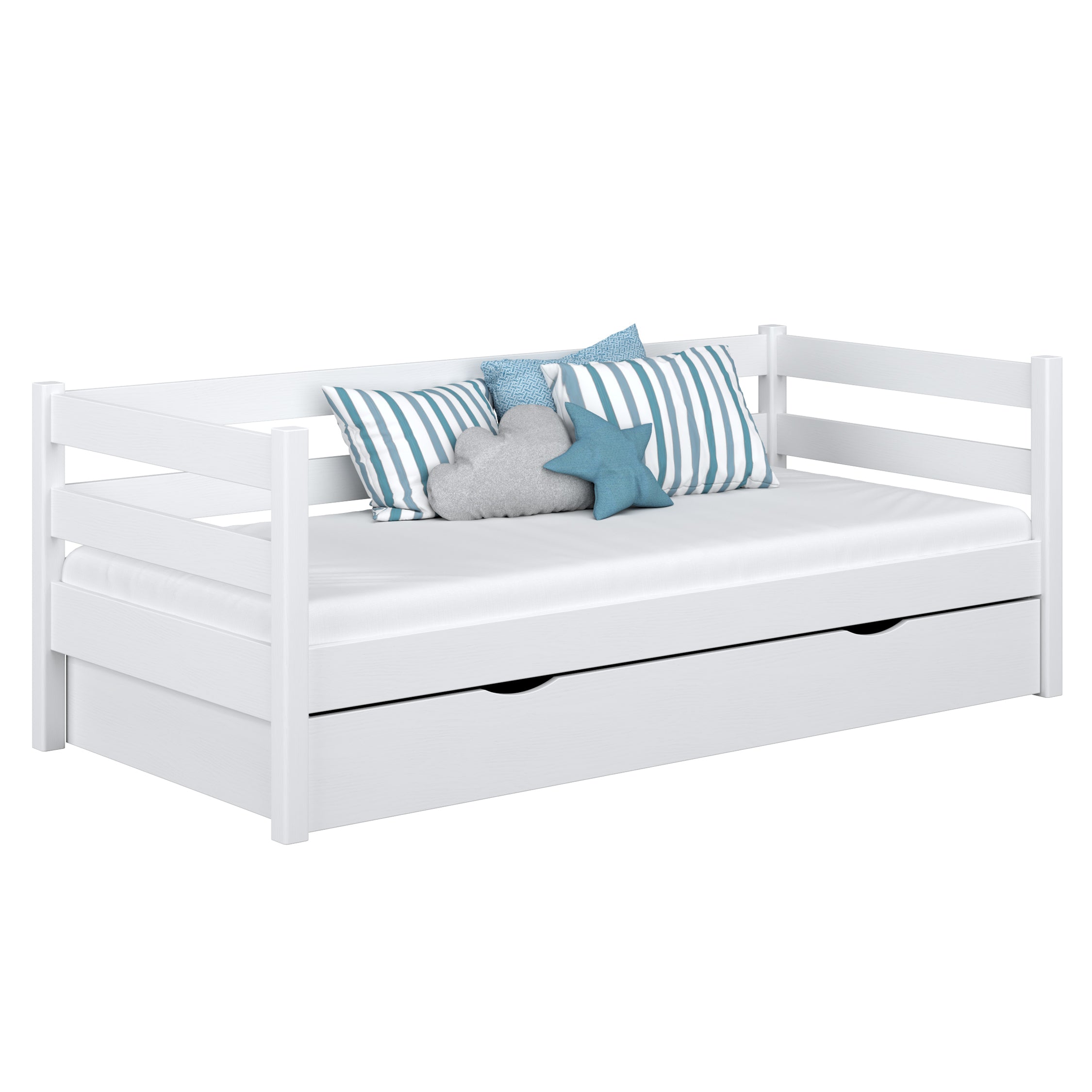 Sofabett mit Schublade N01 aus Holz in Wunschfarbe RAL/NCS – Massivholz, Nizio