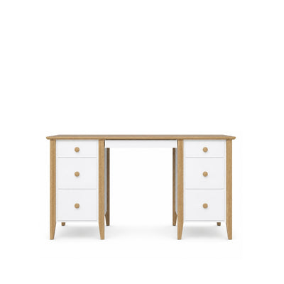 Holzschreibtisch 6S Scandi Weiß / Eiche Natur