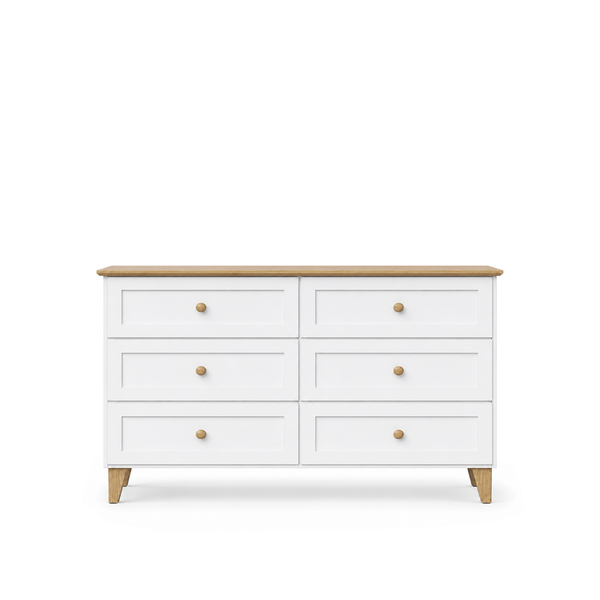 Holzkommode 6S 154 Scandi weiß / natürliche Eiche