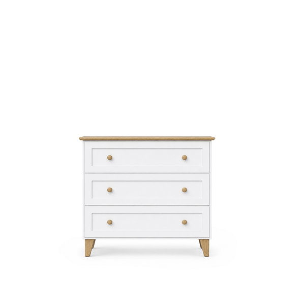 Holzkommode 3S 105 Scandi weiß / natürliche Eiche