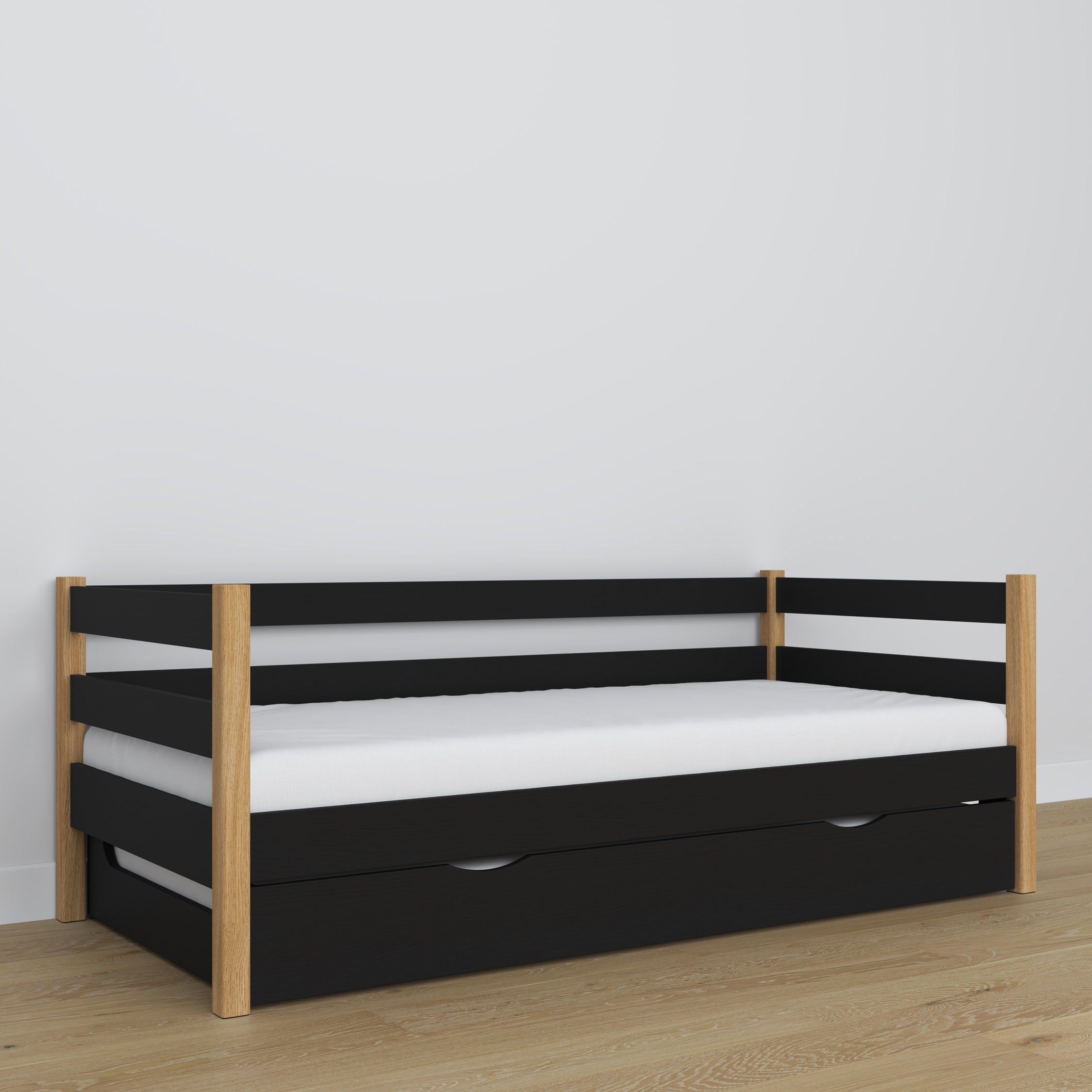 Łóżko sofa z szufladą na materac N01 czarno dębowy – dodatkowy widok, polska produkcja