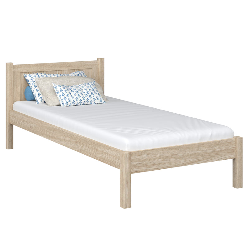 Dębowe łóżko pojedyncze N02 dąb bielony – widok ogólny, lite drewno dębowe