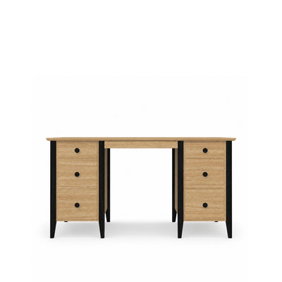 Eichenschreibtisch 6S Scandi Eiche natur / schwarz
