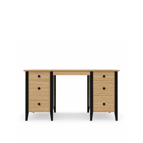 Eichenschreibtisch 6S Scandi Eiche natur / schwarz