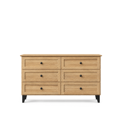 Oak chest of drawers 6S 154 Scandi oak natural / black