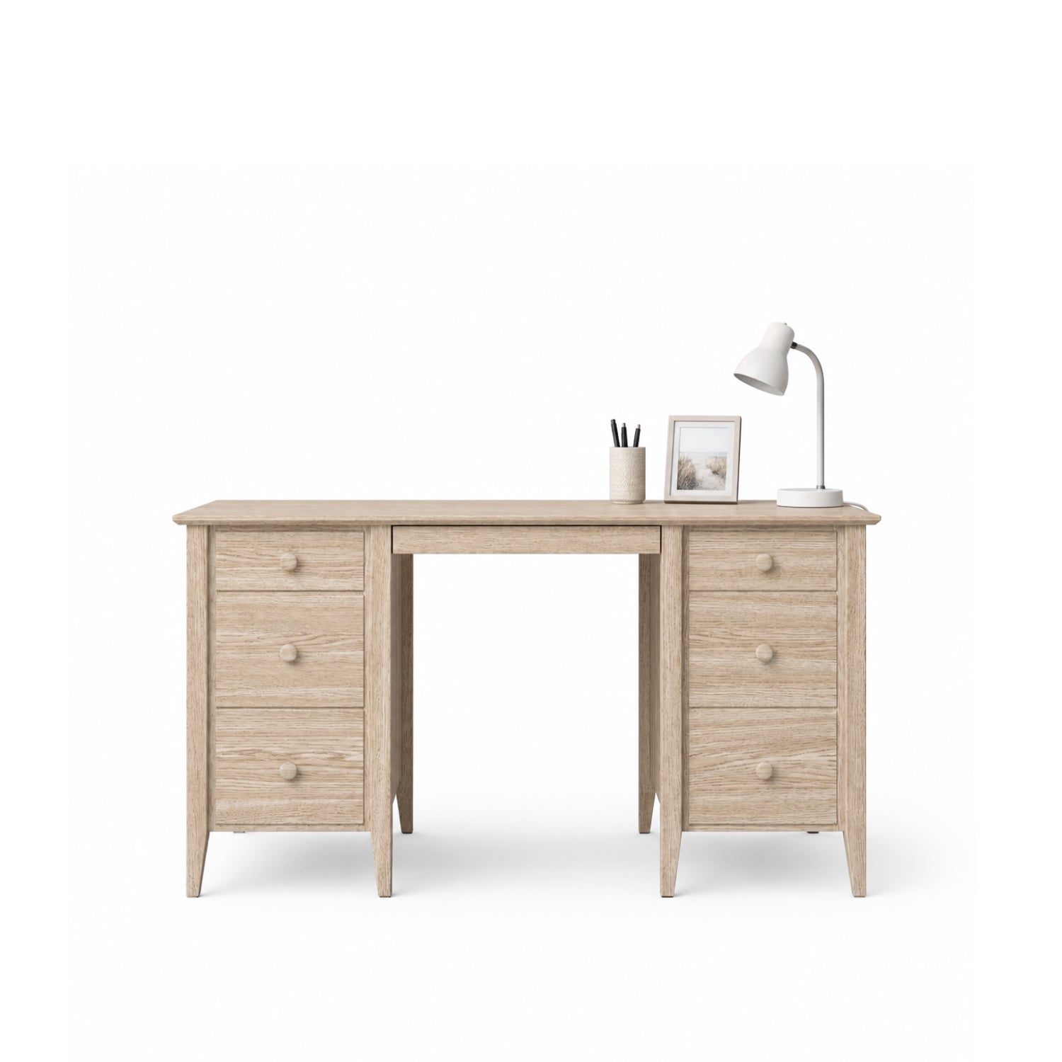 Oak desk 6S Scandi oak bleached