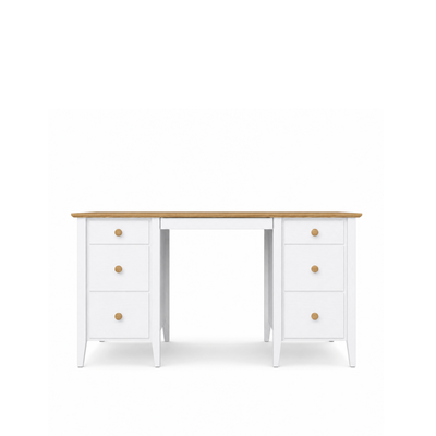Holzschreibtisch 6S Scandi Weiß / Eiche Natur