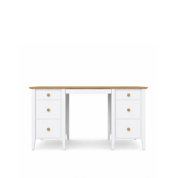 Wooden desk 6S Scandi white / natural oak