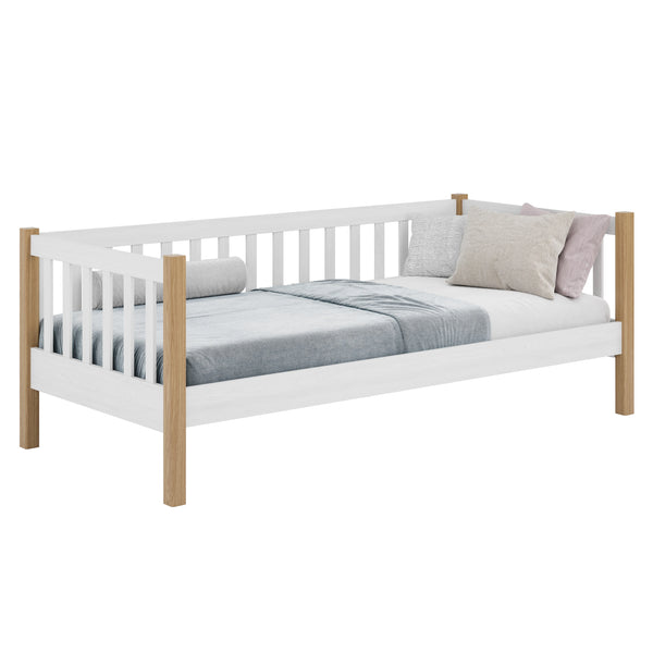 Holz-Schlafsofa N03 weiß / natürliche Eiche
