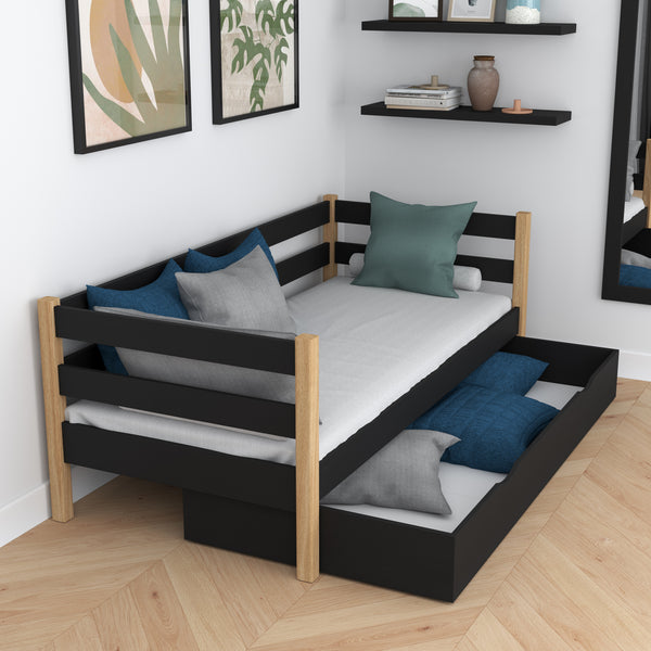 Łóżko sofa z szufladą N01 czarno dębowy – dodatkowy widok, trwała jakość Nizio Home