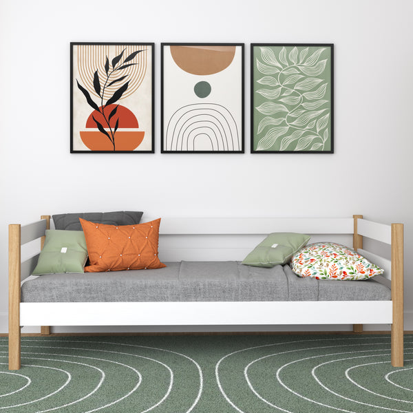 Holz-Schlafsofa N01 weiß / Eiche
