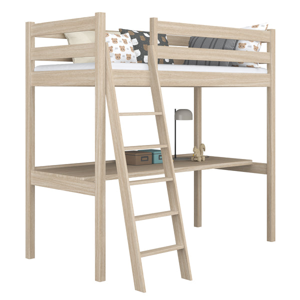 Hochbett mit Schreibtisch aus Eiche gebleicht – Kinderzimmer, scandi Nizio