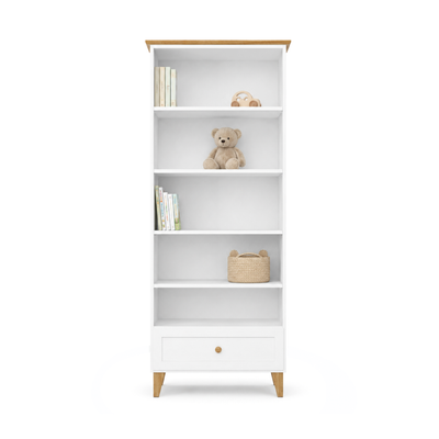 Holzregal 1S 80 Scandi weiß / natürliche Eiche