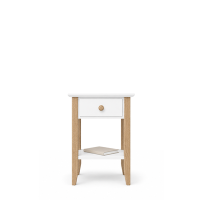 Holz-Nachttisch 1S N01 Scandi Weiß / Eiche Natur