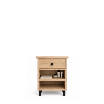 Eichennachttisch 1S N02 Scandi Eiche natur / schwarz