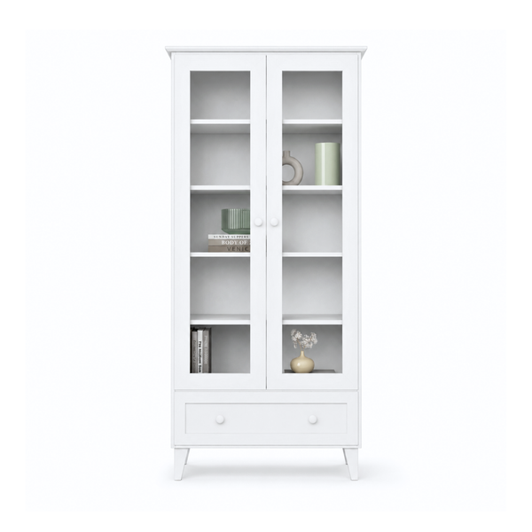 Holzvitrine 1S 90 Scandi weiß